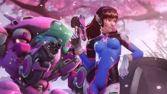 Igra Overwatch - D.Va i roboti HD pozadina