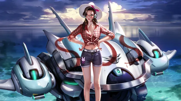 Taustpilt Overwatch mäng – D.Va (fanart) 2K