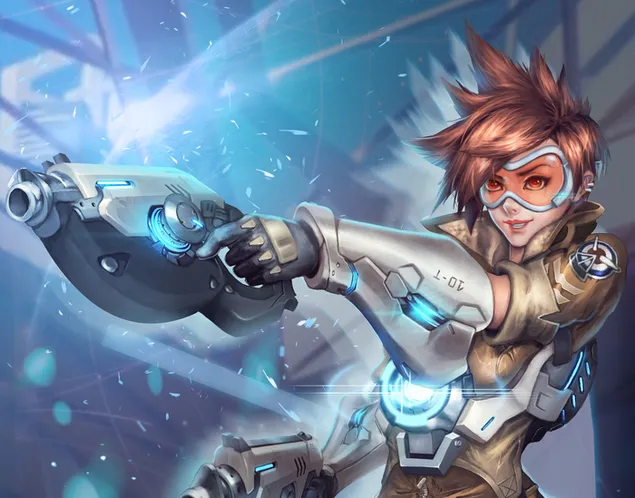 Overwatch-spel - Tracer 4K achtergrond