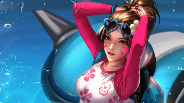 Páipéar balla Overwatch (Kawaii Cailín D.Va)4K