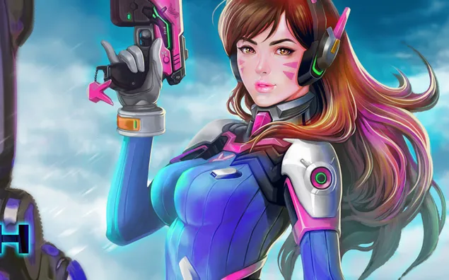 Overwatch (joc video): D.Va (Artă în stil anime) HD imagine de fundal