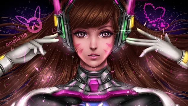 Taustakuva Overwatch (videopeli) - D.Va (digitaalinen taide) 2K