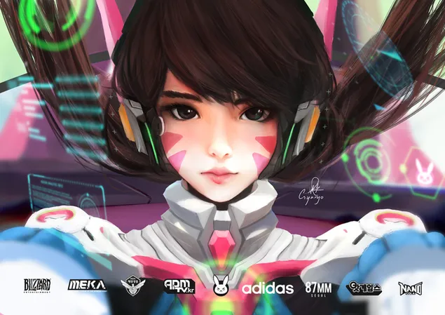 Overwatch vaizdo žaidimas – D.Va HD ekrano užsklanda