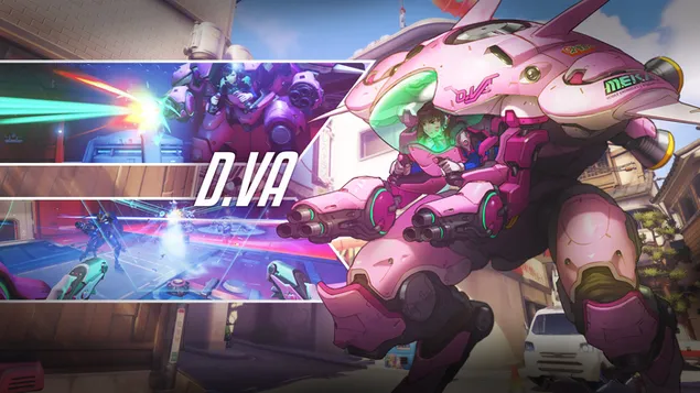 descarcare overwatch (joc video) - d.va cu bastion (arta anime)