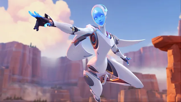 Overwatch-videogame Echo in the canyon 4K achtergrond