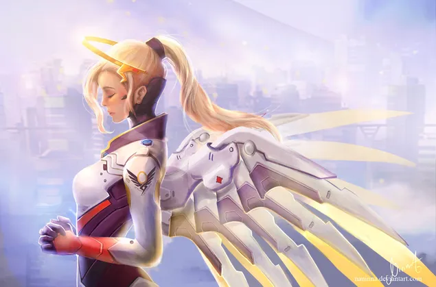 Overwatch (วิดีโอเกม) - Mercy (ศิลปะดิจิทัล) 4K วอลเปเปอร์