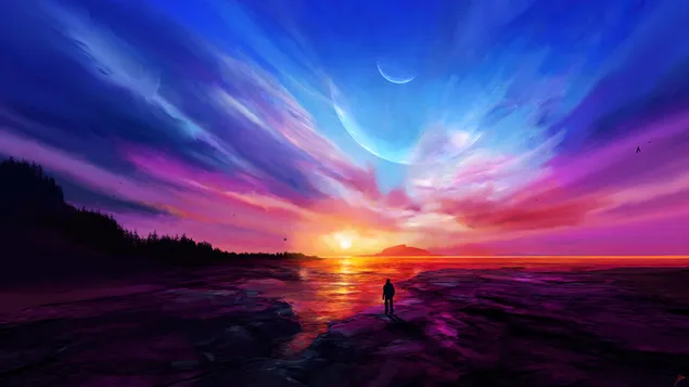 Ozean-Sonnenuntergang-Kunst herunterladen