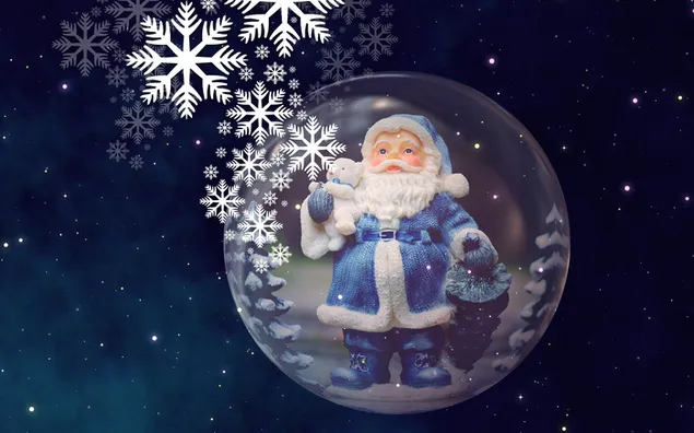 Papá Noel azul en una bola de Navidad