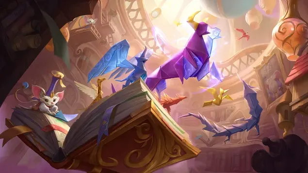 Papercraft Dragon (Bandle City) - League of Legends (LOL) 4K baggrundsbillede