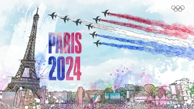 Paris 2024 sommer OL - Eiffeltårnet plakat download