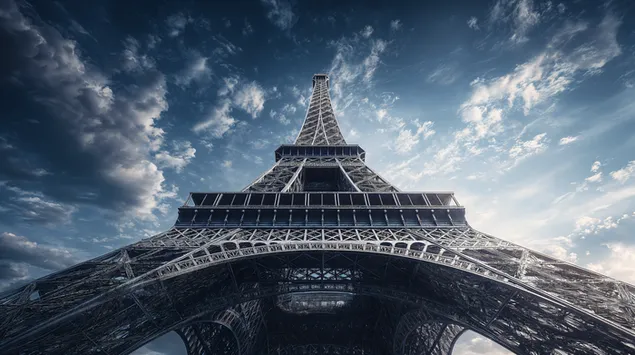 tour eiffel a paris avec vue sur le ciel nuageux telechargement