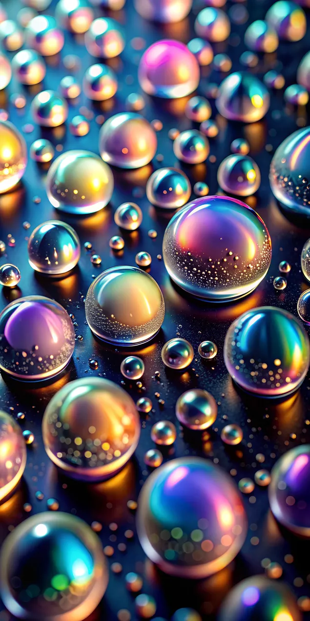 טיפות מים בצבע פסטל על פני השטח עם השתקפות 2K טפט