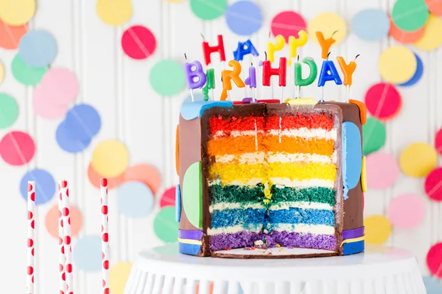 pastel de arcoiris feliz cumpleaños