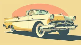 Tapeta Pastelový sen: Vintage kabriolet v retro stylu 8K