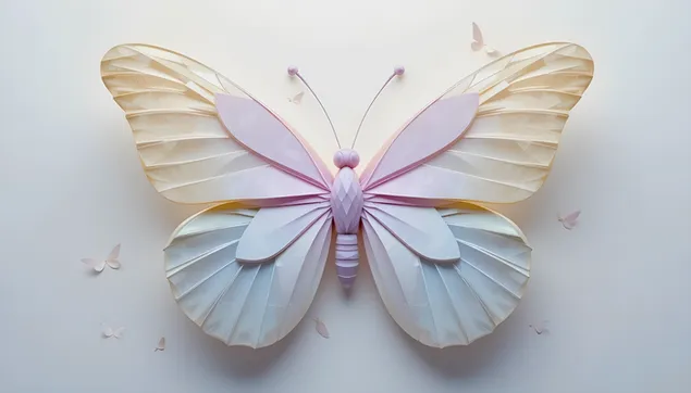 Páipéar balla Ealaín Féileacán Páipéir Paistéil - Íogair & Ciúin2K