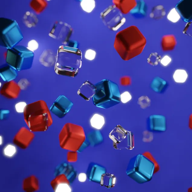 Patrón de cubos metálicos y de vidrio en luces