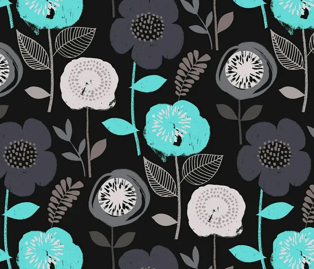 uzor iz tsvetov v chernom tsvete skachat'