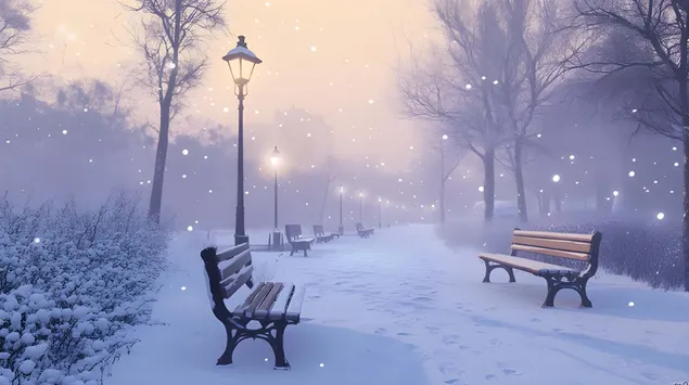 Mirna zimska zemlja čuda u gradskom parku 4K pozadina