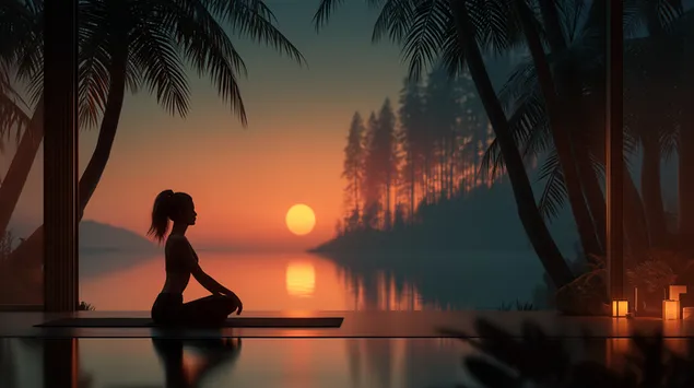 bekes jogaules lenyugozo naplementevel palm vistaban letoltes