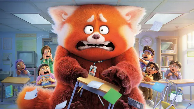 Película de comedia para adultos animada por computadora que se vuelve personaje rojo panda rojo