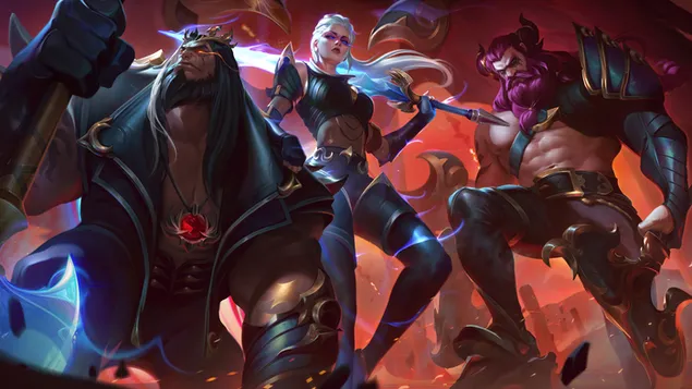 Taustpilt Pentakill 'Yorick koos Kayle'i ja Olafiga' Splash Art - League of Legends 8K