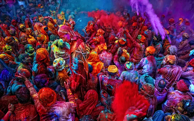 Leute, die das Holi-Fest genießen HD Hintergrundbild