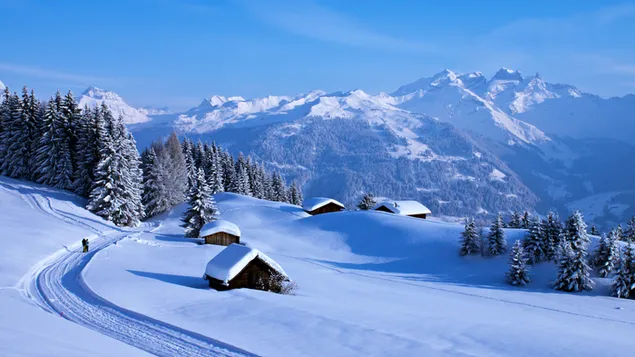 Perfekte Winterlandschaft 4K Hintergrundbild