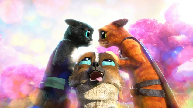 Perrito et Kitty softpaws de Le Chat Botté : Le Dernier Vœu 4K fond d'écran