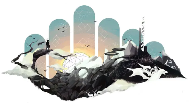 chovek, stoyashch na pervaza, ilyustratsiya, tsifrova igra izteglyane