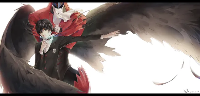 ペルソナ5 グラフアート イベントシーン 再現ver 主人公 雨宮蓮 明智吾郎 缶バッジ「ペルソナ5」03/グラフアート イベントシーン再現ver