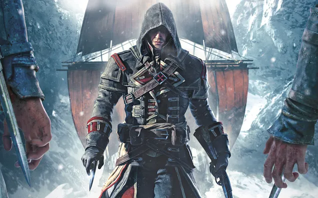 Personages uit de Assassin's Creed Rogue-serie vechten in de sneeuw download