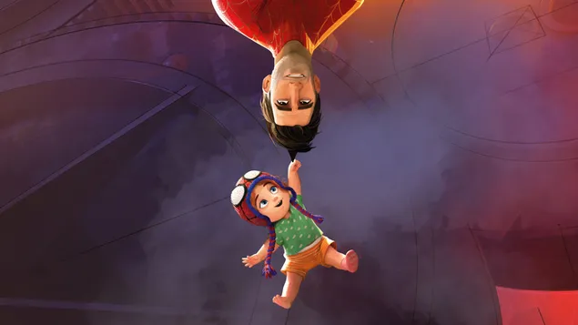 《蜘蛛侠：穿越蜘蛛侠宇宙》电影中的彼得·帕克和小蜘蛛侠 4K 壁纸