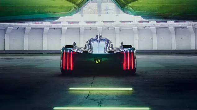 Vista trasera del Peugeot 9X8 Le Mans Hypercar racer 2022