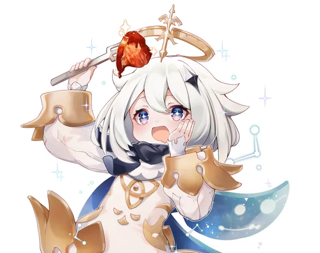 Piamon ficou com água na boca depois de ver um pedaço de carne (Ganshin Impact) 2K papel de parede