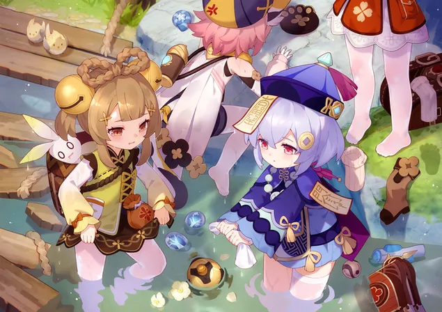 Tapeta Piamon & Yaoyao čištění špinavé řeky | Ganshin dopad 2K