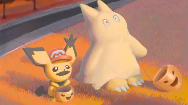 Pikachu dan halloween Gengar HD kertas dinding