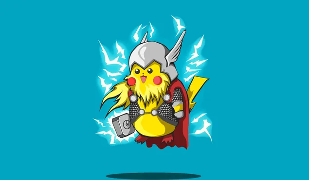 Pikachu as Thor, the Thunder God  4K wallpaper