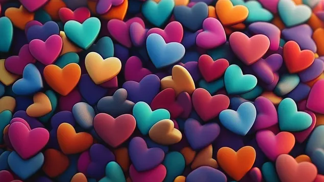 Högar av färgglada hjärtmönster i harmoni 2K bakgrund