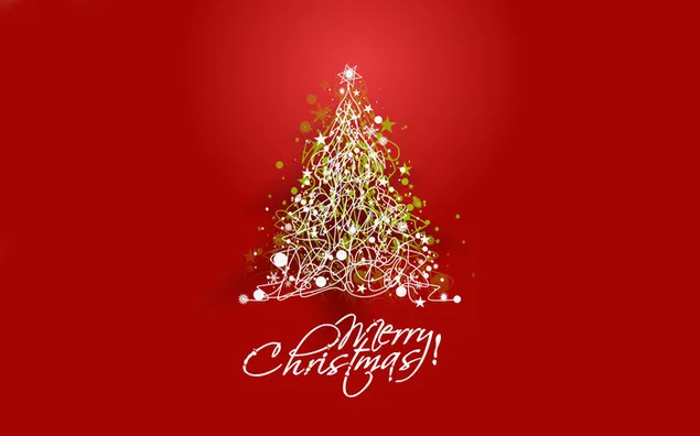 درخت کاج قرمز با تزئینات روشن برای جشن سال نو کاغذدیواری  2K