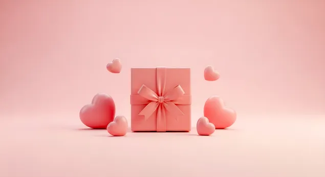 kotak hadiah merah muda & hati - cinta, hari valentine & perayaan unduhan