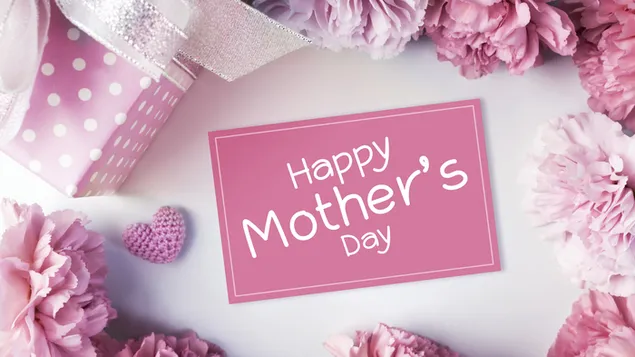 Tarjeta de felicitación rosa lista para el día especial del día de la madre. 4K fondo de pantalla