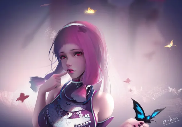 Pink hår heks 4K baggrundsbillede