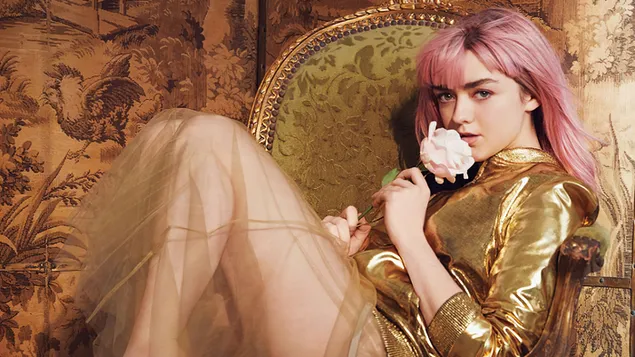 Pink haired Maisie Williams 4K wallpaper