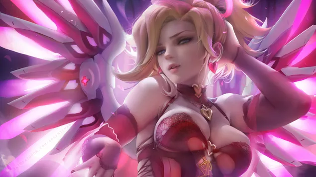 Pink 'Mercy' (Fantasy Art) - Overwatch (Video Game) 4K wallpaper