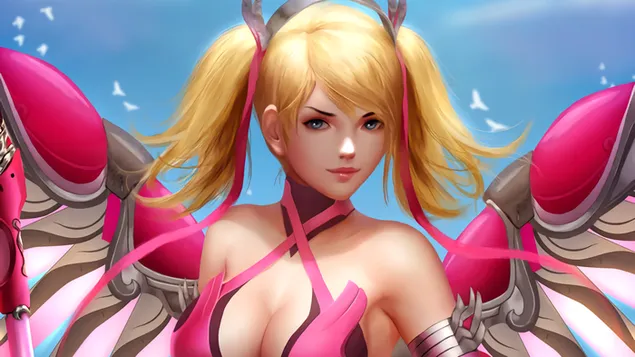 Pink 'Mercy' [Fantasy Art] - Overwatch [Video Game] 4K wallpaper