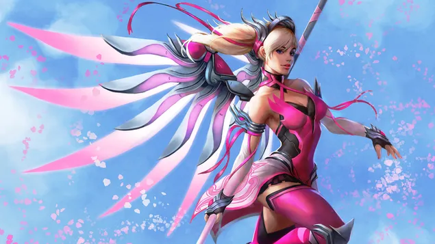 Hình nền Pink 'Mercy' - Overwatch [Trò chơi điện tử] 4K