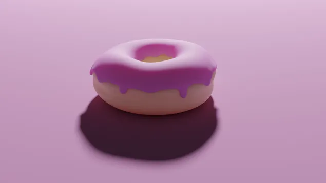 ピンクでレンダリングされたドーナツ 1440p 2K 壁紙