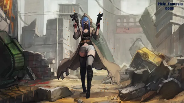 Pixiv Fantasia Rifle Girl 4K bakgrund