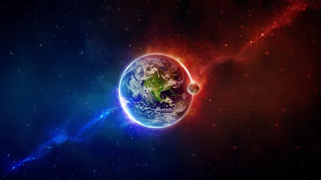 Planet Erde Tapete, Weltraum, abstrakt, bunt, Universum 2K Hintergrundbild