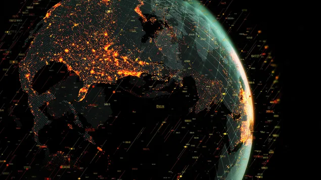 Weltraumcodes für den Planeten Erde 8K Hintergrundbild